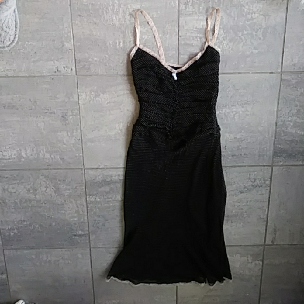 REBECCA TAYLOR SILK POLKA DOT FLARING SKIRT DRESS,